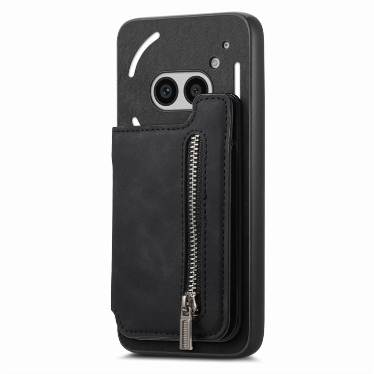 For Nothing Phone 2a Retro MagSafe Zipper Wallet Card Bag Back Phone Case(Black) - free shipping - PMC TechLife - Order now!