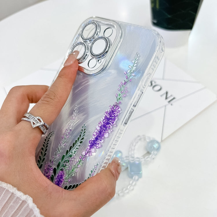 For iPhone 16e Electroplating Flowers Plants Texture Wristband TPU Phone Case(Sketch Lily FL9) - iPhone 16e Cases by PMC TechLife | Online Shopping South Africa | PMC TechLife | Buy Now Pay Later Mobicred