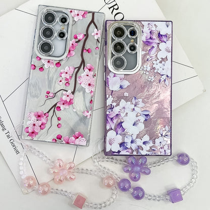 For Samsung Galaxy S25 Ultra 5G Electroplating Flowers Plants Texture Wristband TPU Phone Case(Bougainvillea FL8) - Galaxy S25 Ultra 5G Cases by PMC Jewellery | Online Shopping South Africa | PMC Jewellery | Buy Now Pay Later Mobicred