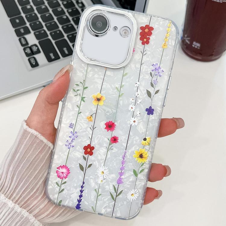 For iPhone 16e Electroplating Flower Texture TPU Phone Case(Yellow Wildflower SH6) - iPhone 16e Cases by PMC TechLife | Online Shopping South Africa | PMC TechLife | Buy Now Pay Later Mobicred