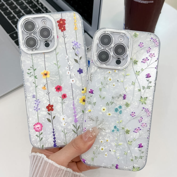 For iPhone 16e Electroplating Flower Texture TPU Phone Case(Flowers SH4) - iPhone 16e Cases by PMC TechLife | Online Shopping South Africa | PMC TechLife | Buy Now Pay Later Mobicred