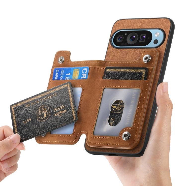 For Google Pixel 8 Retro MagSafe Zipper Wallet Card Bag Back Phone Case(Brown) - free shipping - PMC TechLife - Order now!