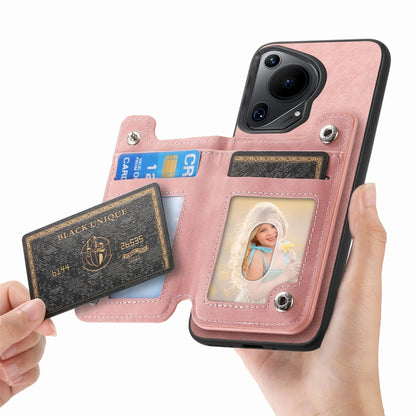 For Huawei Pura 70 Pro+ Retro MagSafe Zipper Wallet Card Bag Back Phone Case(Pink) - Huawei Cases by PMC Jewellery | Online Shopping South Africa | PMC Jewellery | Buy Now Pay Later Mobicred