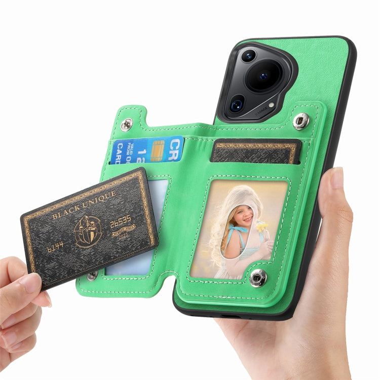 For Huawei nova 13 Pro Retro MagSafe Zipper Wallet Card Bag Back Phone Case(Green) - Huawei Cases by PMC TechLife | Online Shopping South Africa | PMC TechLife | Buy Now Pay Later Mobicred