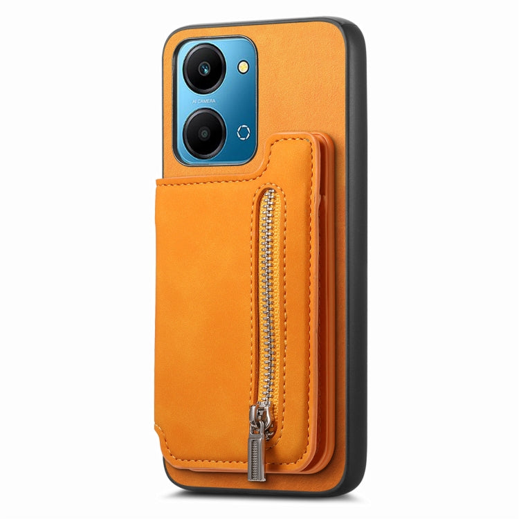 For Honor 100 Pro Retro MagSafe Zipper Wallet Card Bag Back Phone Case(Yellow) - Honor Cases by PMC TechLife | Online Shopping South Africa | PMC TechLife | Buy Now Pay Later Mobicred