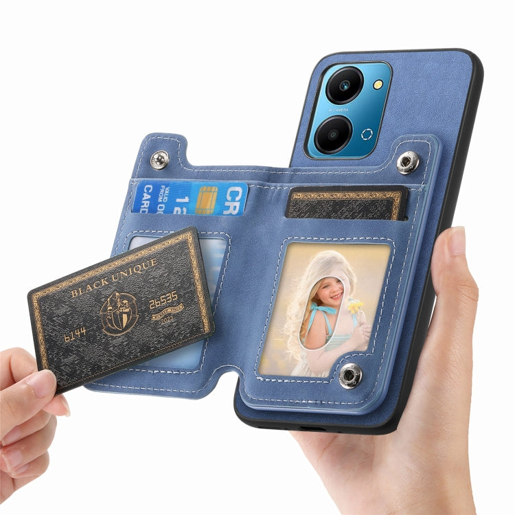 For Honor 100 Pro Retro MagSafe Zipper Wallet Card Bag Back Phone Case(Blue) - Honor Cases by PMC TechLife | Online Shopping South Africa | PMC TechLife | Buy Now Pay Later Mobicred