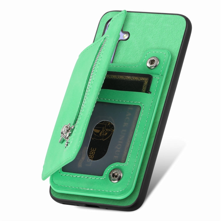 For Honor 100 Pro Retro MagSafe Zipper Wallet Card Bag Back Phone Case(Green) - Honor Cases by PMC TechLife | Online Shopping South Africa | PMC TechLife | Buy Now Pay Later Mobicred