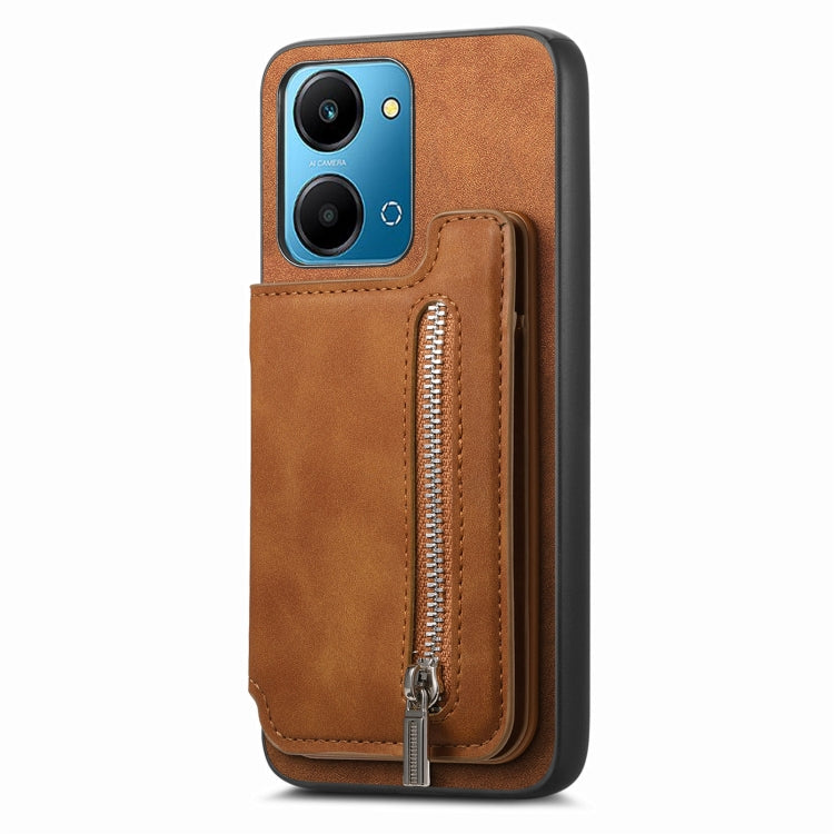 For Honor X50i+ Retro MagSafe Zipper Wallet Card Bag Back Phone Case(Brown) - free shipping - PMC TechLife - Order now!