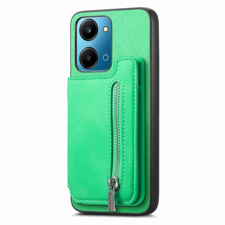 For Honor 90 Pro 5G Retro MagSafe Zipper Wallet Card Bag Back Phone Case(Green) - Honor Cases by PMC TechLife | Online Shopping South Africa | PMC TechLife | Buy Now Pay Later Mobicred