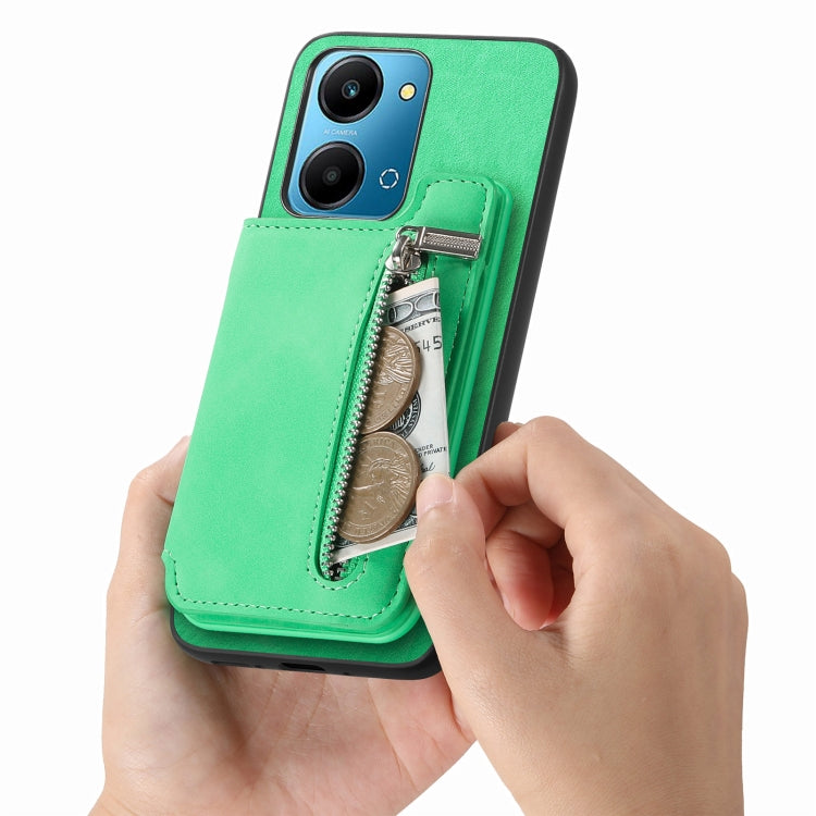 For Honor 90 Pro 5G Retro MagSafe Zipper Wallet Card Bag Back Phone Case(Green) - Honor Cases by PMC TechLife | Online Shopping South Africa | PMC TechLife | Buy Now Pay Later Mobicred