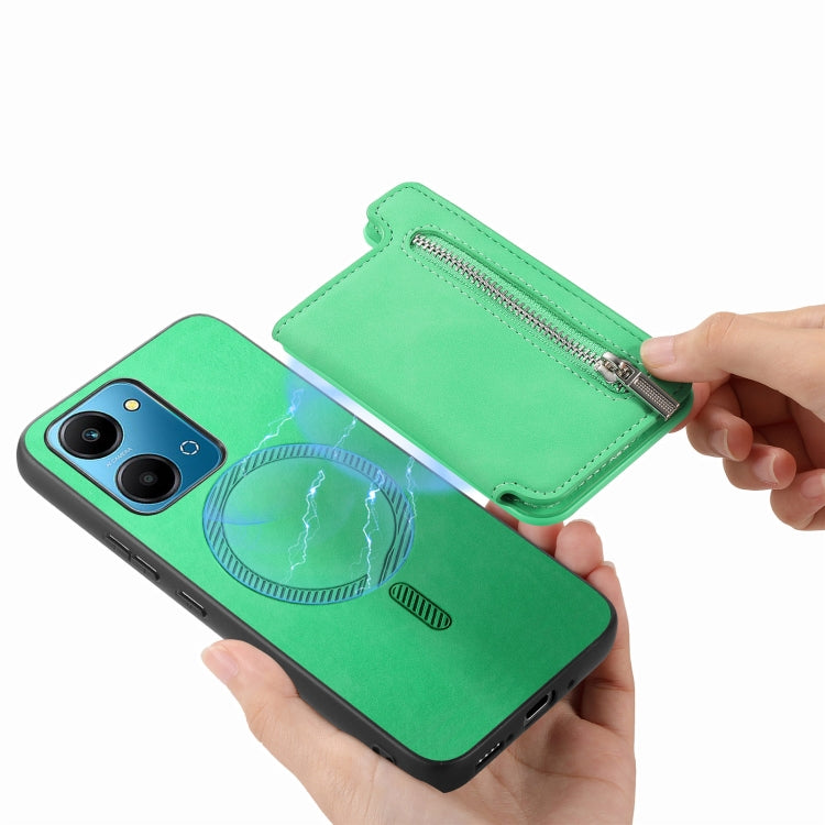 For Honor 90 Pro 5G Retro MagSafe Zipper Wallet Card Bag Back Phone Case(Green) - Honor Cases by PMC TechLife | Online Shopping South Africa | PMC TechLife | Buy Now Pay Later Mobicred