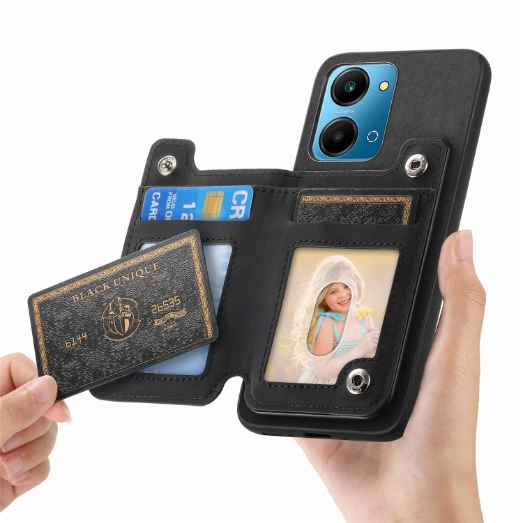 For Honor 90 Pro 5G Retro MagSafe Zipper Wallet Card Bag Back Phone Case(Black) - Honor Cases by PMC TechLife | Online Shopping South Africa | PMC TechLife | Buy Now Pay Later Mobicred