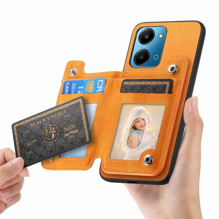 For Honor X50i Retro MagSafe Zipper Wallet Card Bag Back Phone Case(Yellow) - Honor Cases by PMC TechLife | Online Shopping South Africa | PMC TechLife | Buy Now Pay Later Mobicred