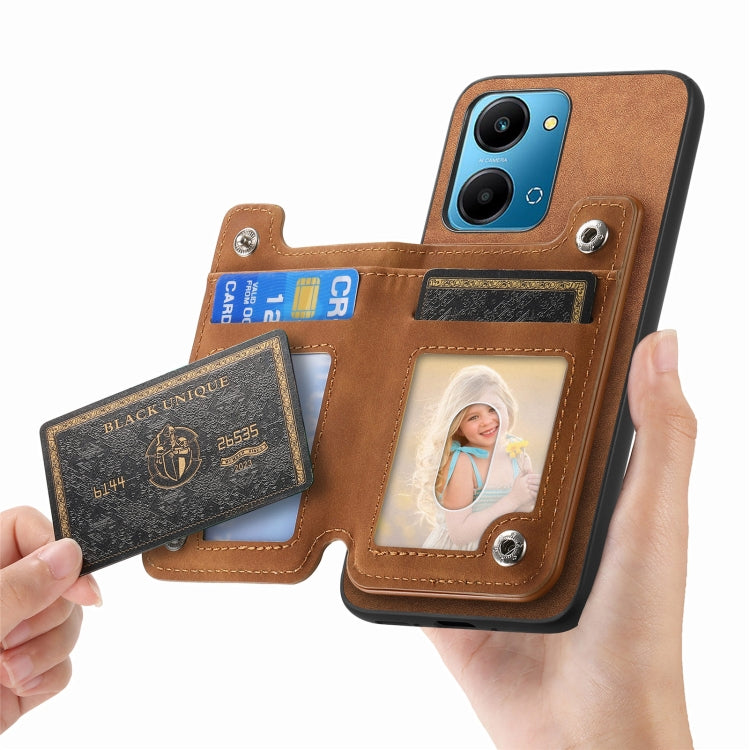 For Honor X50i Retro MagSafe Zipper Wallet Card Bag Back Phone Case(Brown) - Honor Cases by PMC TechLife | Online Shopping South Africa | PMC TechLife | Buy Now Pay Later Mobicred