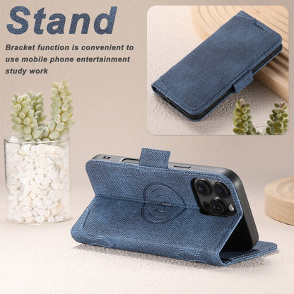 For iPhone 16 Pro Max Suteni J07 Multi-functional Horizontal MagSafe Denim Leather Phone Case(Blue) - iPhone 16 Pro Max Cases by Suteni | Online Shopping South Africa | PMC Jewellery | Buy Now Pay Later Mobicred