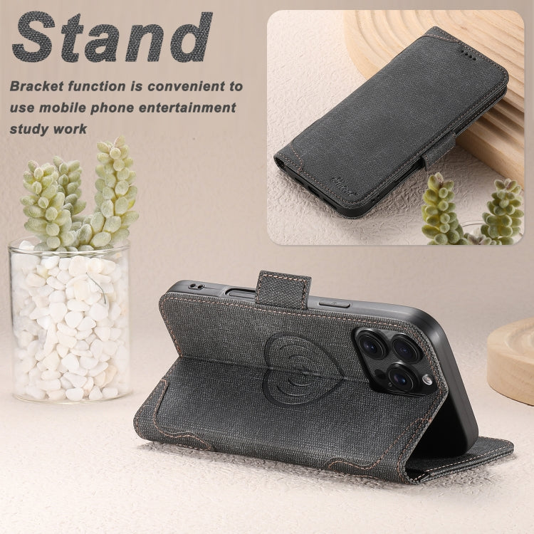 For iPhone 16 Pro Suteni J07 Multi-functional Horizontal MagSafe Denim Leather Phone Case(Black) - iPhone 16 Pro Cases by Suteni | Online Shopping South Africa | PMC Jewellery | Buy Now Pay Later Mobicred