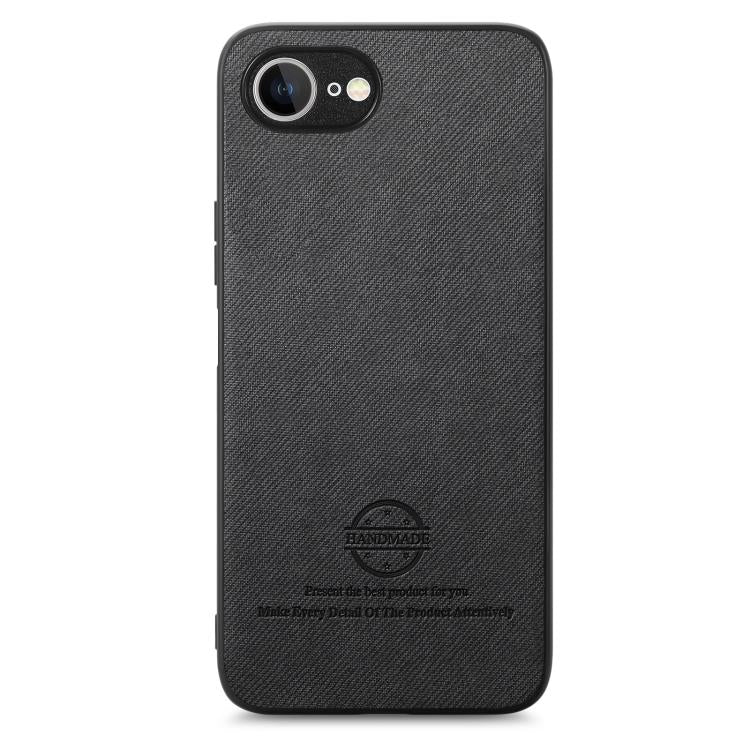 For iPhone 16e Twill Fabric Leather Skin Back Phone Case(Black) - iPhone 16e Cases by PMC TechLife | Online Shopping South Africa | PMC TechLife | Buy Now Pay Later Mobicred