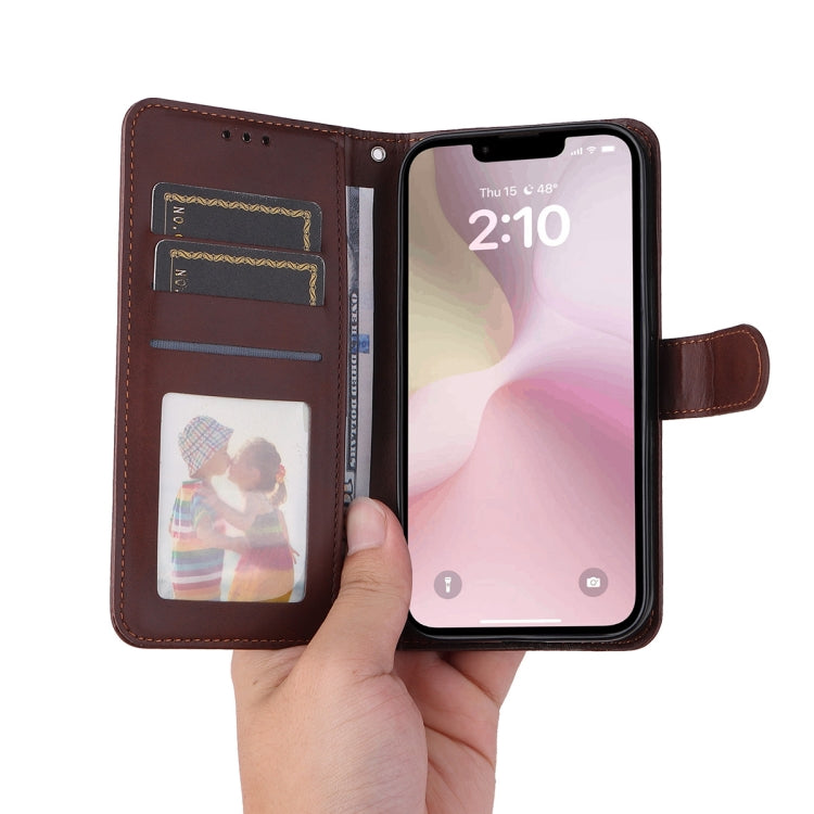 For iPhone 16e ENKAY Card Wallet Calf Texture Leather Phone Case with Screen Film(Red) - iPhone 16e Cases by ENKAY | Online Shopping South Africa | PMC TechLife | Buy Now Pay Later Mobicred