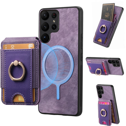 For Samsung Galaxy S25 Ultra 5G Retro Splitable Magnetic Stand Card Bag Leather Phone Case(Purple) - Galaxy S25 Ultra 5G Cases by PMC Jewellery | Online Shopping South Africa | PMC Jewellery | Buy Now Pay Later Mobicred