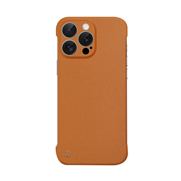 For iPhone 13 Pro Max Frameless Litchi Texture PC Phone Case(Orange) - iPhone 13 Pro Max Cases by PMc TechLife | Online Shopping South Africa | PMc TechLife | Buy Now Pay Later Mobicred