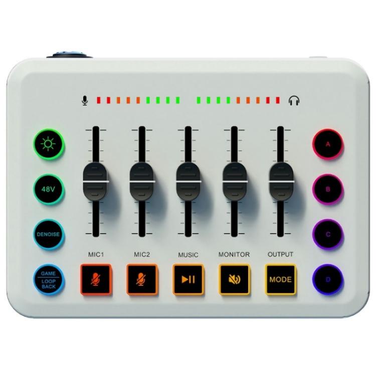 F9 48V Live Streaming Sound Card Audio Mixer Power Voice Changer with RGB Light(White) - Live Sound Effects Processors by PMC Jewellery | Online Shopping South Africa | PMC Jewellery | Buy Now Pay Later Mobicred