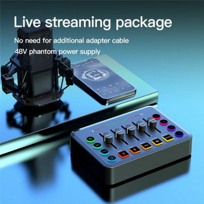 F9 48V Live Streaming Sound Card Audio Mixer Power Voice Changer with RGB Light(White) - Live Sound Effects Processors by PMC Jewellery | Online Shopping South Africa | PMC Jewellery | Buy Now Pay Later Mobicred