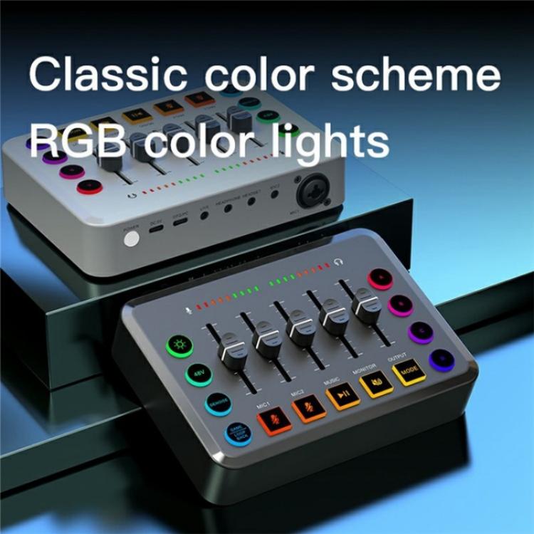 F9 48V Live Streaming Sound Card Audio Mixer Power Voice Changer with RGB Light(White) - Live Sound Effects Processors by PMC Jewellery | Online Shopping South Africa | PMC Jewellery | Buy Now Pay Later Mobicred