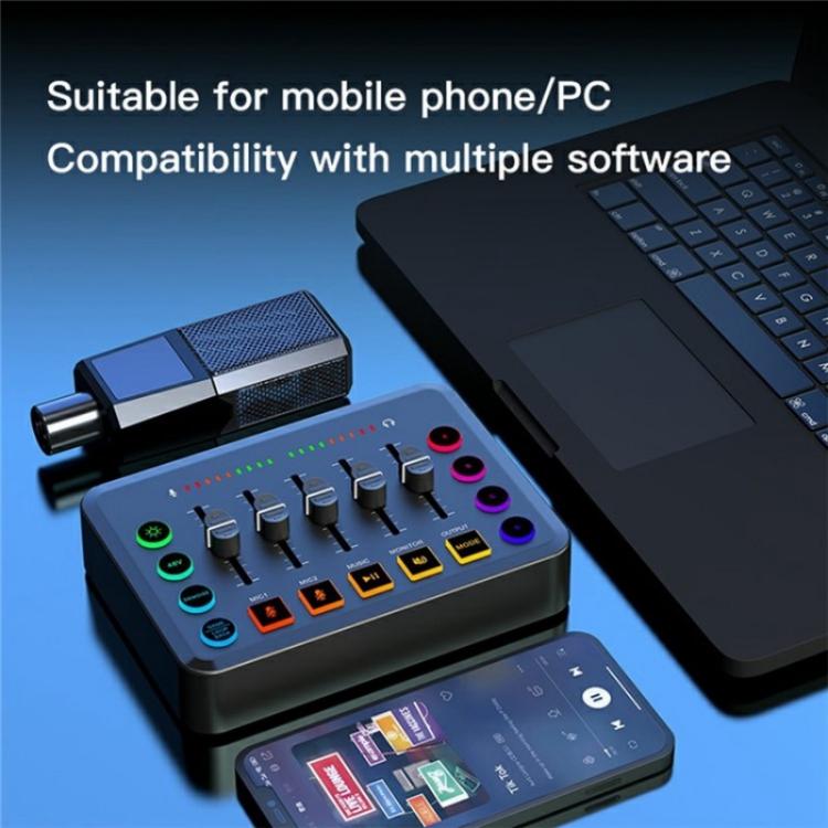 F9 48V Live Streaming Sound Card Audio Mixer Power Voice Changer with RGB Light(Black) - Live Sound Effects Processors by PMC Jewellery | Online Shopping South Africa | PMC Jewellery | Buy Now Pay Later Mobicred