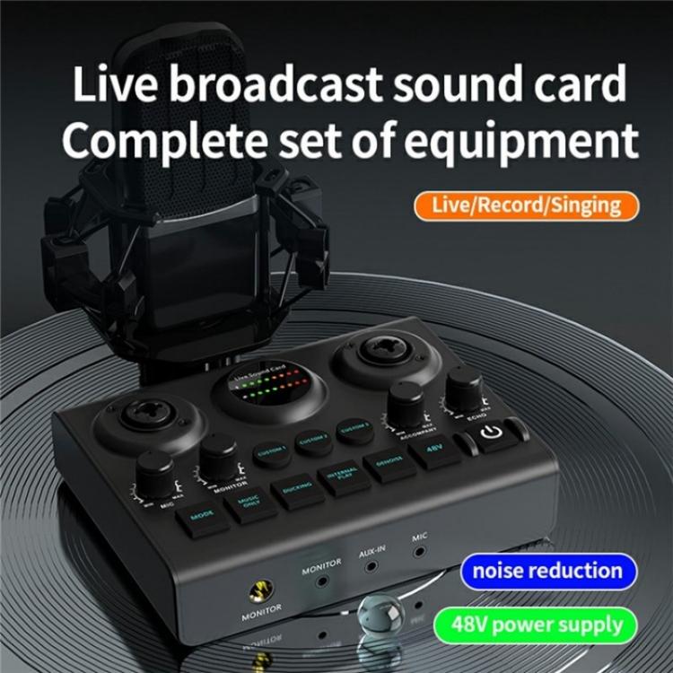 F10 48V Live Streaming Sound Card Audio Mixer Phantom Power Mixer - Live Sound Effects Processors by PMC Jewellery | Online Shopping South Africa | PMC Jewellery | Buy Now Pay Later Mobicred