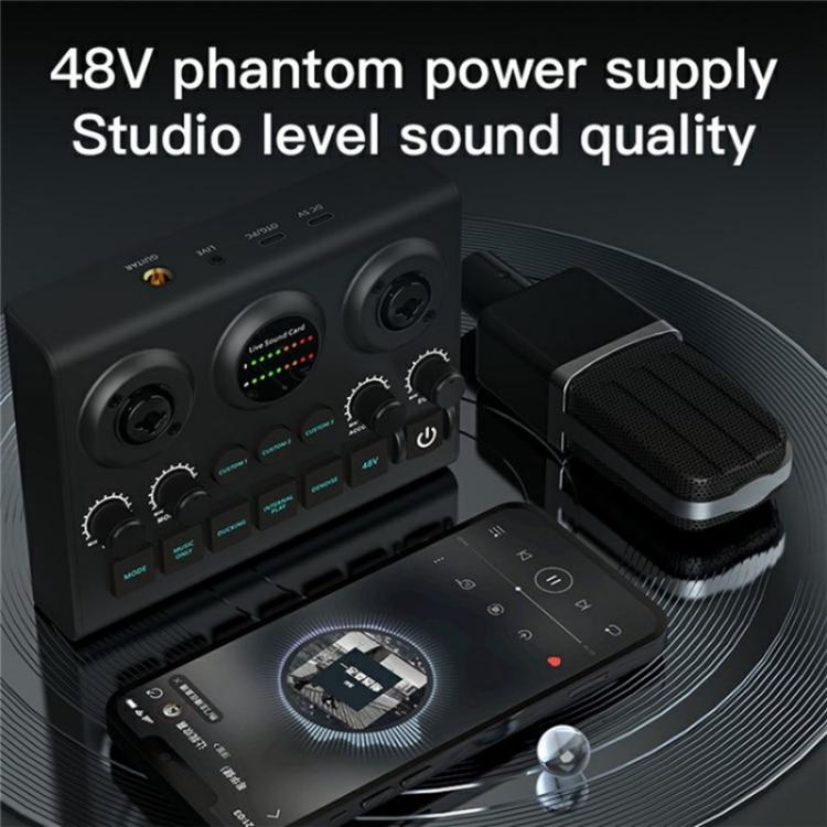 F10 48V Live Streaming Sound Card Audio Mixer Phantom Power Mixer - Live Sound Effects Processors by PMC Jewellery | Online Shopping South Africa | PMC Jewellery | Buy Now Pay Later Mobicred