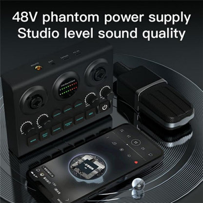 F10 48V Live Streaming Sound Card Audio Mixer Phantom Power Mixer - Live Sound Effects Processors by PMC Jewellery | Online Shopping South Africa | PMC Jewellery | Buy Now Pay Later Mobicred