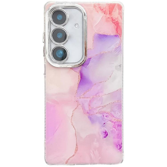 For Samsung Galaxy S25 5G Electroplated Marble Texture Phone Case(Pink Purple M4) - Galaxy S25 5G Cases by PMC Jewellery | Online Shopping South Africa | PMC Jewellery | Buy Now Pay Later Mobicred