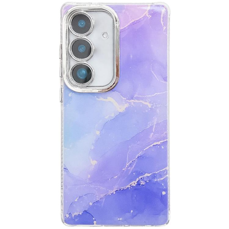 For Samsung Galaxy S25 5G Electroplated Marble Texture Phone Case(Blue Purple M10) - Galaxy S25 5G Cases by PMC Jewellery | Online Shopping South Africa | PMC Jewellery | Buy Now Pay Later Mobicred