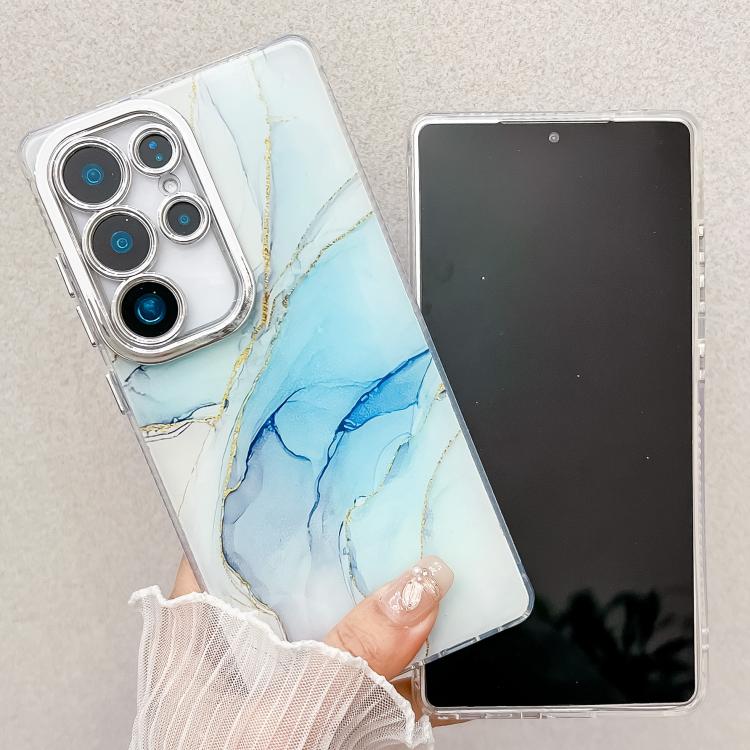For Samsung Galaxy S25 5G Electroplated Marble Texture Phone Case(Light Blue M5) - Galaxy S25 5G Cases by PMC Jewellery | Online Shopping South Africa | PMC Jewellery | Buy Now Pay Later Mobicred