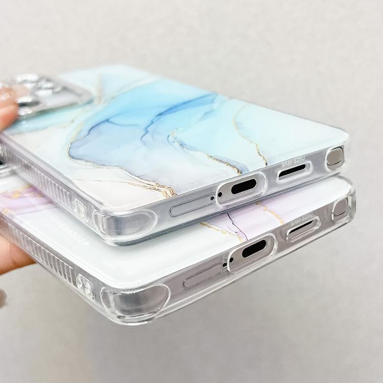 For Samsung Galaxy S25+ 5G Electroplated Marble Texture Phone Case(Light Blue M5) - Galaxy S25+ 5G Cases by PMC Jewellery | Online Shopping South Africa | PMC Jewellery | Buy Now Pay Later Mobicred