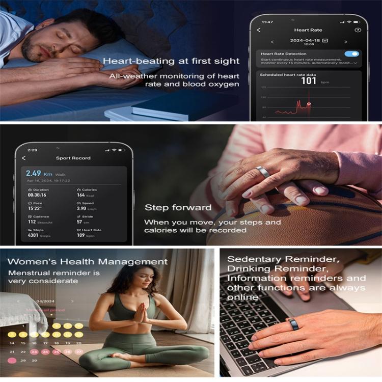R10 SIZE 13 Smart Ring, Support Heart Rate / Blood Oxygen / Sleep / Multiple Sports Modes(Black) - free shipping - PMC TechLife - Order now!