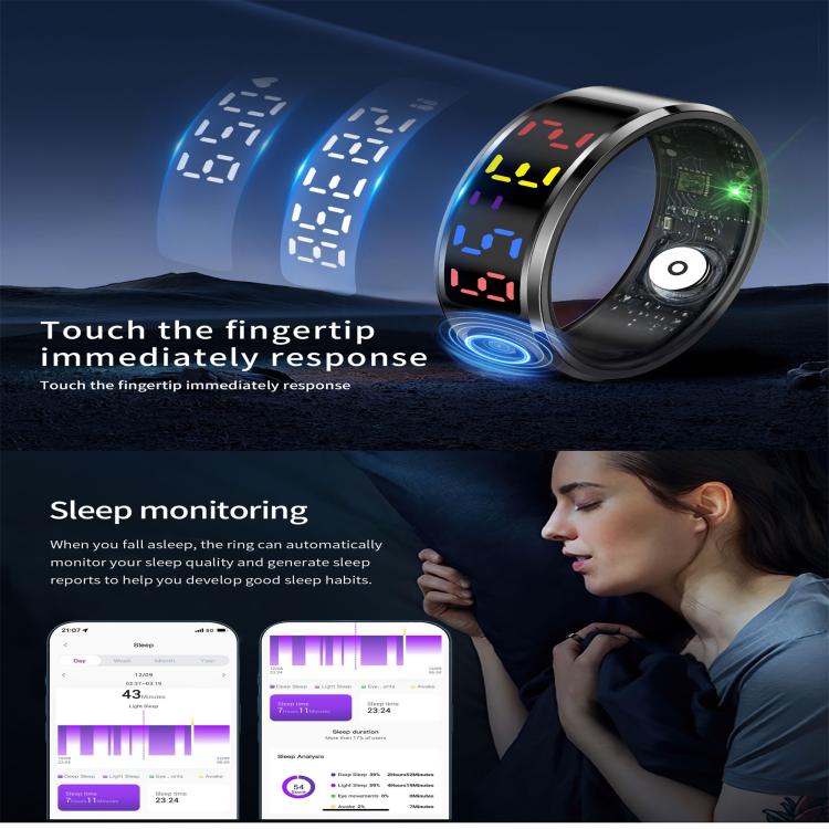 R12 SIZE 8 Smart Ring, Support Heart Rate / Blood Oxygen / Sleep / Multiple Sports Modes(Silver) - free shipping - PMC TechLife - Order now!
