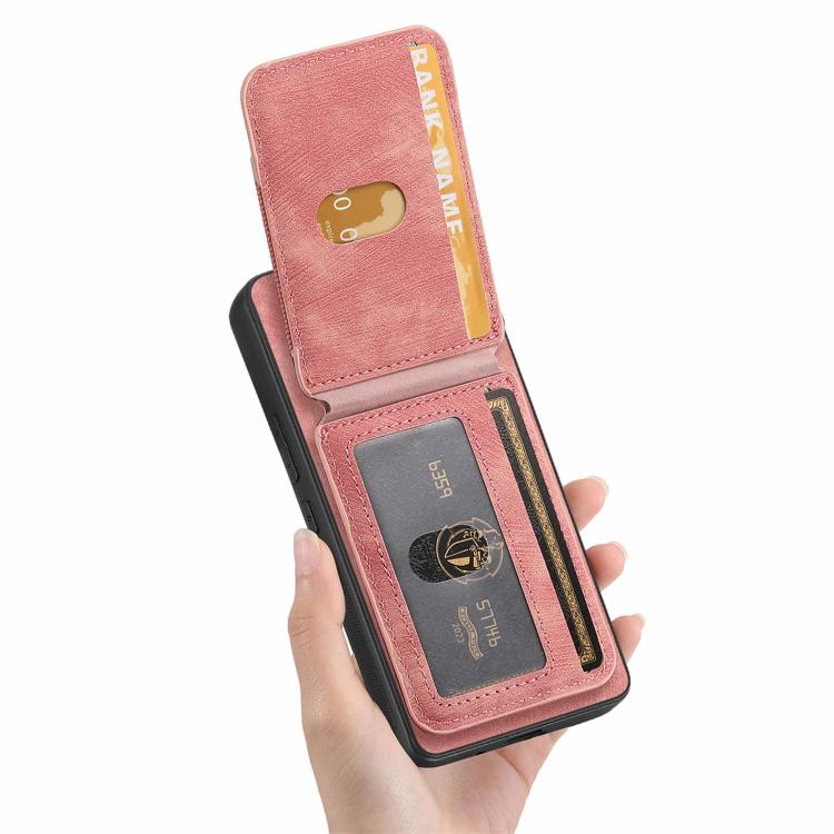 For Google Pixel 9a Retro Splitable Magnetic Stand Card Bag Leather Phone Case(Pink) - Google Cases by PMC TechLife | Online Shopping South Africa | PMC TechLife | Buy Now Pay Later Mobicred