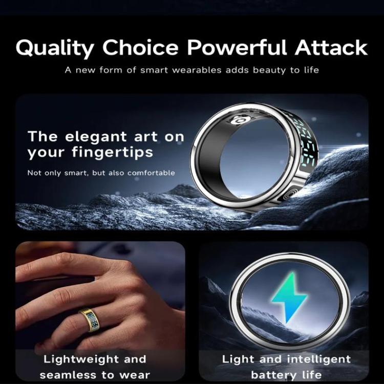 SR08 SIZE 11 Smart Ring, Support Hand Gestures Control / Health Monitoring / Multiple Sports Modes(Black) - free shipping - PMc TechLife - Order now!
