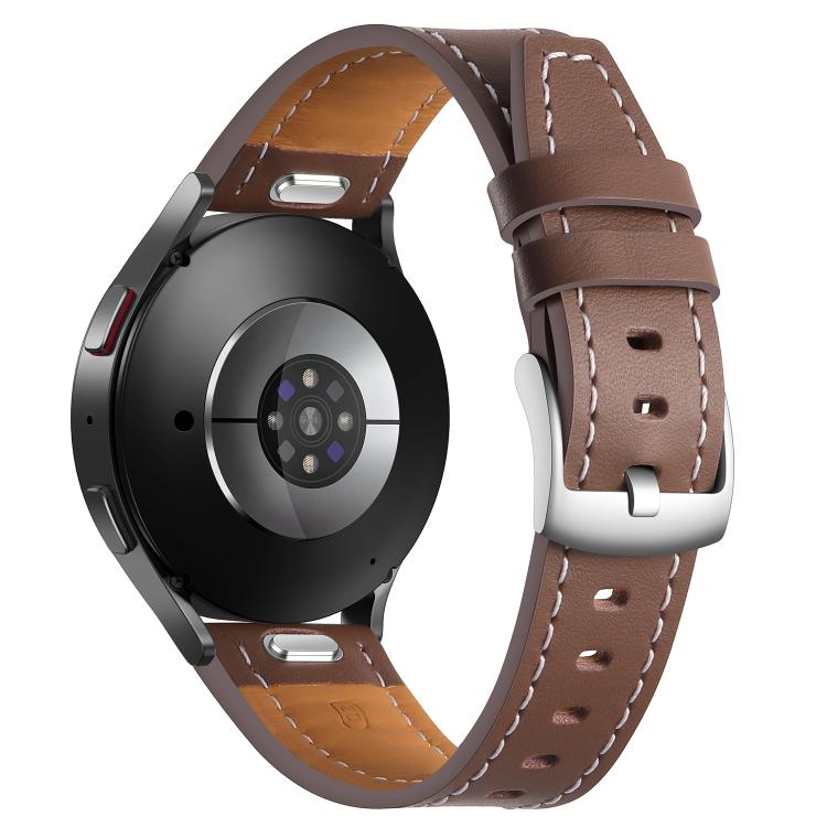 22mm Push Button Silver Steel Buckle Genuine Leather Watch Band(Brown) - free shipping - PMC TechLife - Order now!