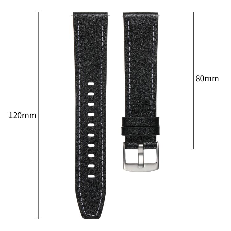 20mm Push Button Silver Steel Buckle Genuine Leather Watch Band(Brown) - free shipping - PMC TechLife - Order now!