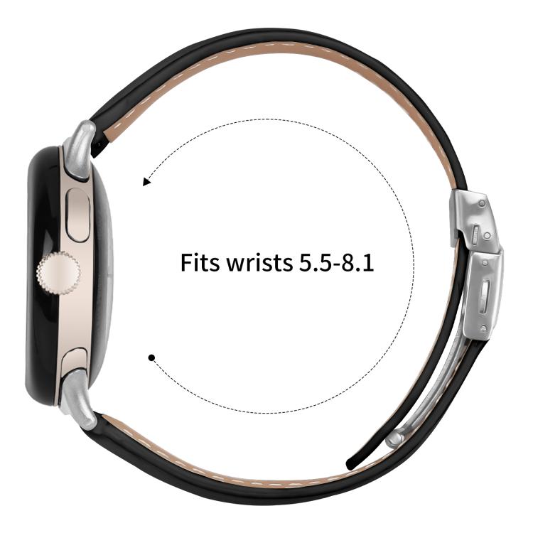 For Google Pixel Watch / Watch 2 / 3 41mm Lychee Texture Silver Turtle Back Buckle Leather Watch Band(Black) - free shipping - PMC TechLife - Order now!