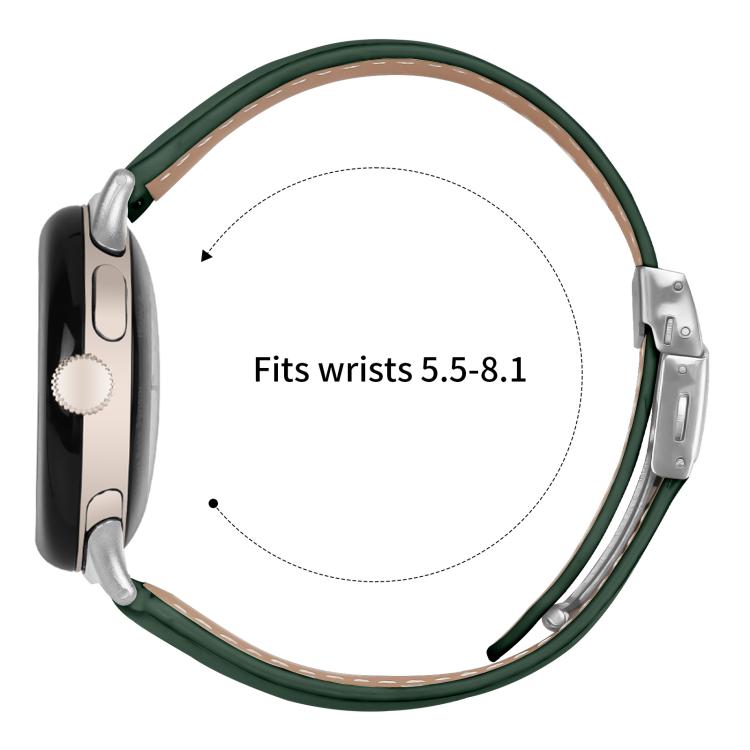 For Google Pixel Watch / Watch 2 / 3 41mm Lychee Texture Silver Turtle Back Buckle Leather Watch Band(Green) - free shipping - PMC TechLife - Order now!
