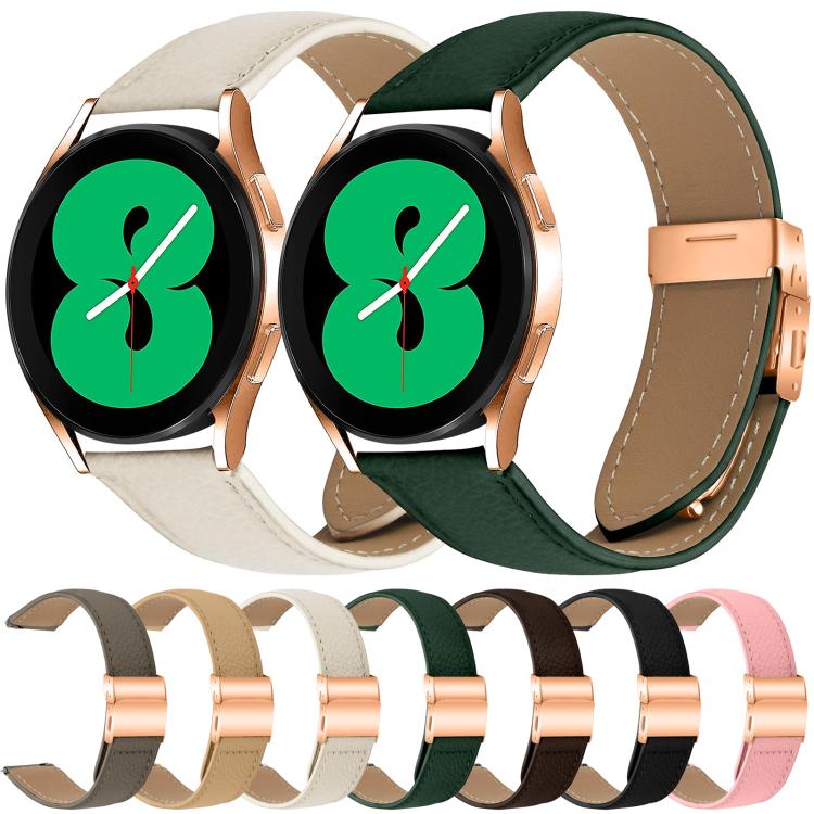 20mm Lychee Texture Rose Gold Turtle Back Buckle Leather Watch Band(Gray) - free shipping - PMC TechLife - Order now!