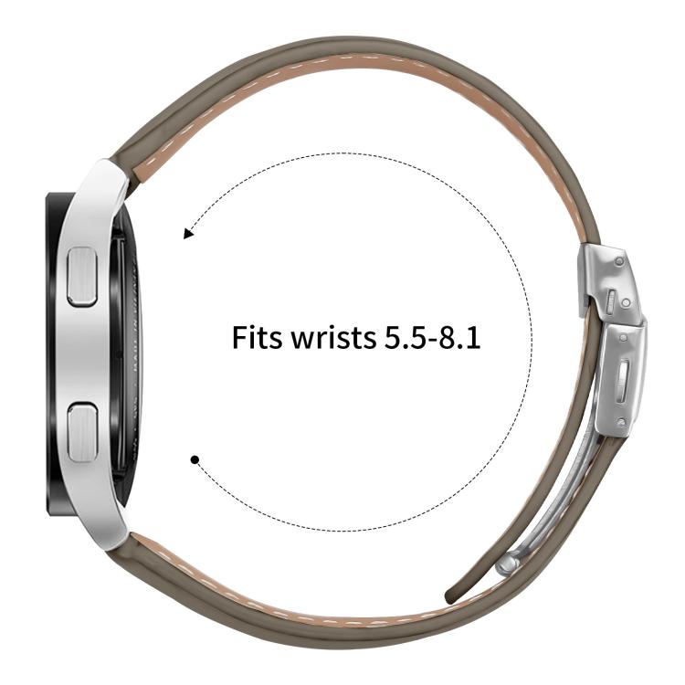 20mm Lychee Texture Silver Turtle Back Buckle Leather Watch Band(Gray) - free shipping - PMC TechLife - Order now!