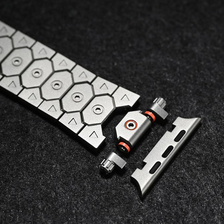 For Apple Watch 46mm / 49mm / 45mm / 44mm Octagonal Stainless Steel  Watch(Silver Inter Orange) - free shipping - PMC TechLife - Order now!