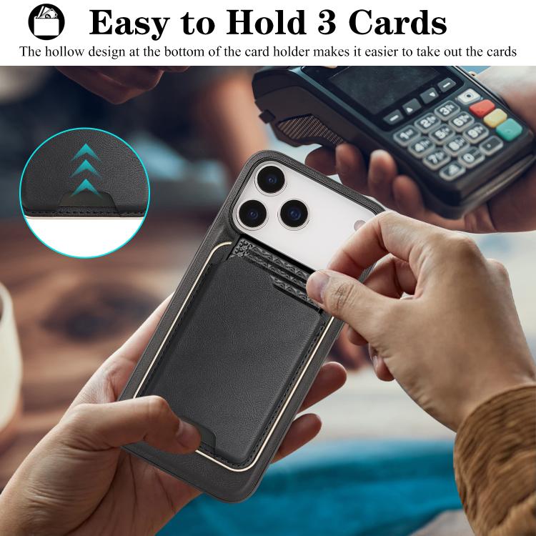 For iPhone 17 Pro Max Kalebol Slim MagSafe Ring Magnetic Card Bag Leather Phone Case(Black) - More iPhone Cases by Kalebol | Online Shopping South Africa | PMC TechLife | Buy Now Pay Later Mobicred