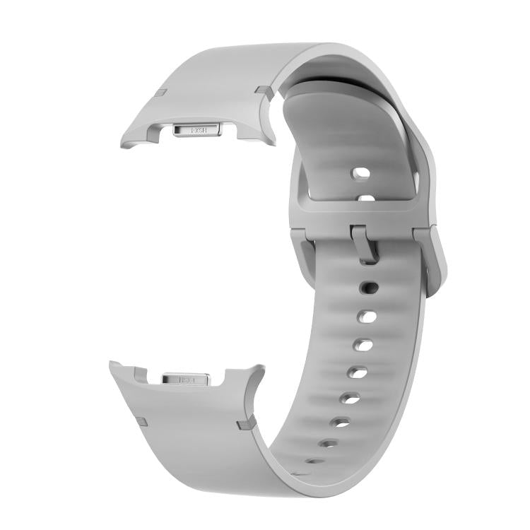 For Samsung Galaxy Watch8 44mm Speed Bezel and Solid Color Stitched Silicone Watch Band(Gray Silver) - free shipping - PMC TechLife - Order now!