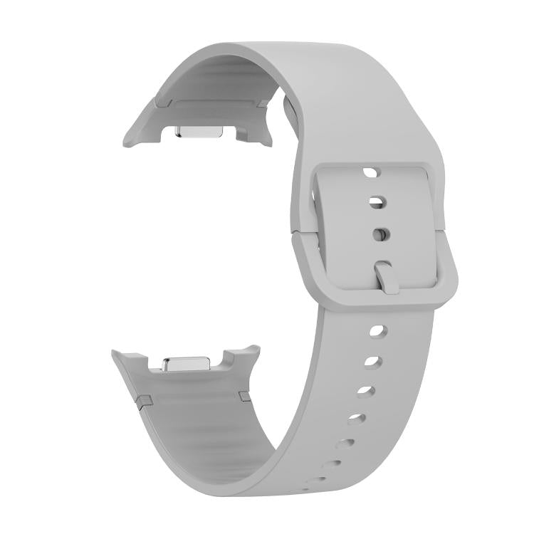 For Samsung Galaxy Watch8 44mm Speed Bezel and Solid Color Stitched Silicone Watch Band(Gray Silver) - free shipping - PMC TechLife - Order now!