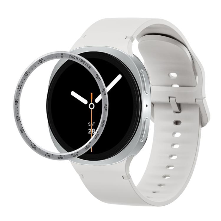 For Samsung Galaxy Watch8 40mm Speed Bezel and Solid Color Stitched Silicone Watch Band(Lime White Silver) - free shipping - PMC TechLife - Order now!